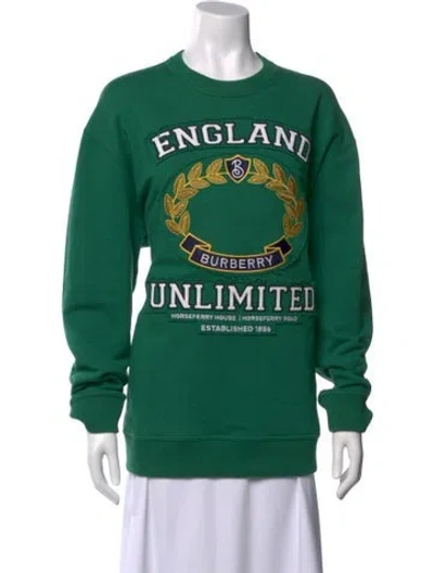 Pre-owned Burberry Graphic Print Crew Neck Sweatshirt In Green