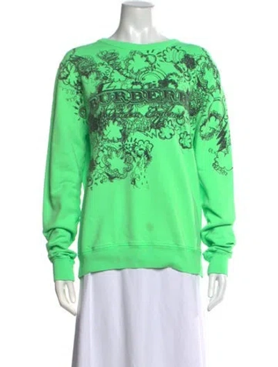 Pre-owned Burberry Graphic Print Crew Neck Sweatshirt In Green