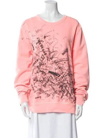 Pre-owned Burberry Graphic Print Crew Neck Sweatshirt In Pink