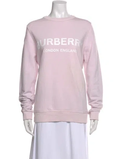 Pre-owned Burberry Graphic Print Crew Neck Sweatshirt In Pink