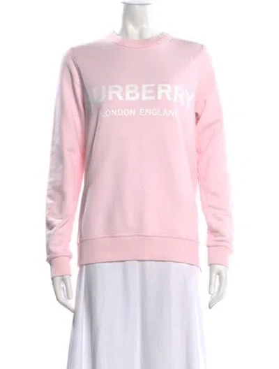 Pre-owned Burberry Graphic Print Crew Neck Sweatshirt In Pink