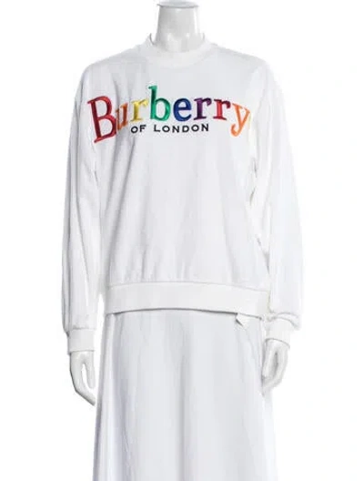 Pre-owned Burberry Graphic Print Crew Neck Sweatshirt W/ Tags In White