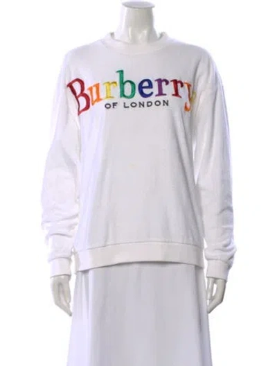 Pre-owned Burberry Graphic Print Crew Neck Sweatshirt In White