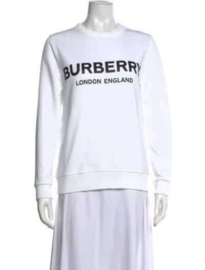 Pre-owned Burberry Graphic Print Crew Neck Sweatshirt In White