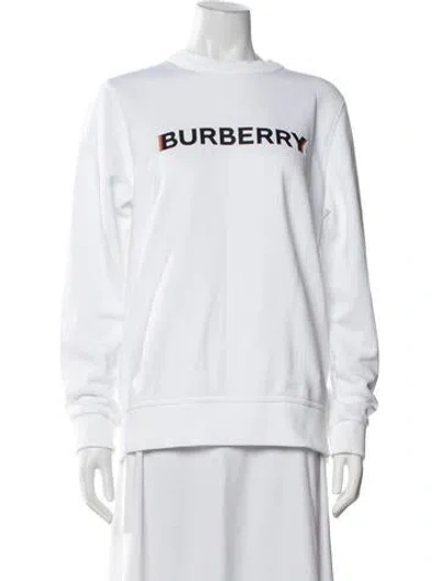 Pre-owned Burberry Graphic Print Crew Neck Sweatshirt In White