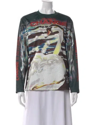 Pre-owned Burberry Graphic Print Crew Neck T-shirt In Green