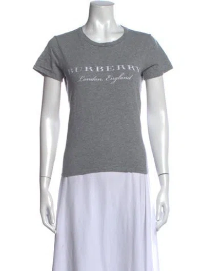 Pre-owned Burberry Graphic Print Crew Neck T-shirt In Grey