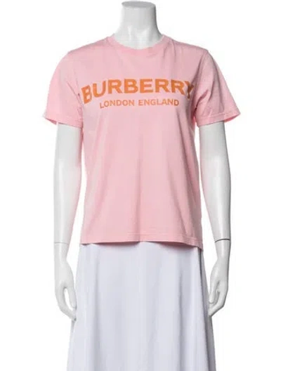 Pre-owned Burberry Graphic Print Crew Neck T-shirt In Pink
