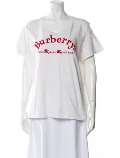 Pre-owned Burberry Graphic Print Crew Neck T-shirt In White