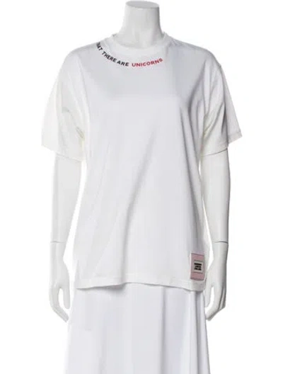 Pre-owned Burberry Graphic Print Crew Neck T-shirt In White