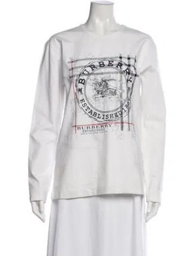 Pre-owned Burberry Graphic Print Crew Neck T-shirt In White