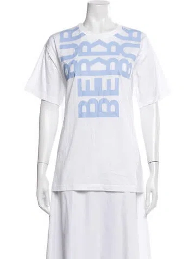 Pre-owned Burberry Graphic Print Crew Neck T-shirt In White