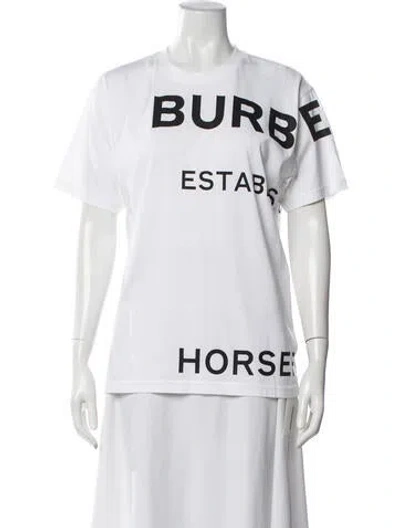 Pre-owned Burberry Graphic Print Crew Neck T-shirt In White