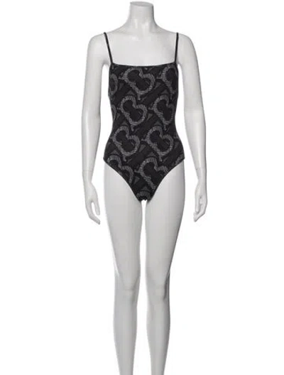 Pre-owned Burberry Graphic Print Cutout Accent One-piece In Black