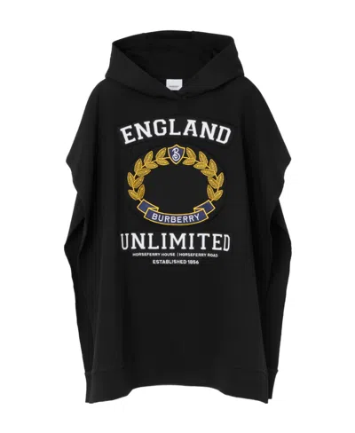 Burberry Graphic-print Hooded Poncho In Black