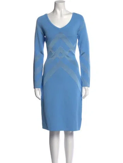 Pre-owned Burberry Graphic Print Knee-length Dress In Blue