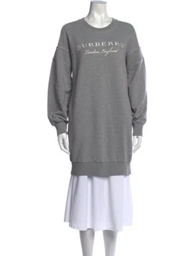 Pre-owned Burberry Graphic Print Long Dress In Gray