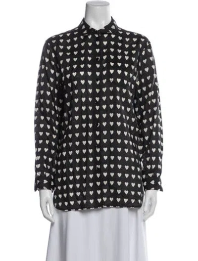 Pre-owned Burberry Graphic Print Long Sleeve Button-up Top In Black
