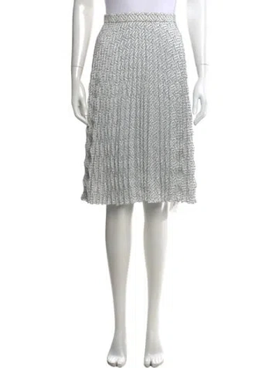 Pre-owned Burberry Graphic Print Midi Length Skirt W/ Tags In White
