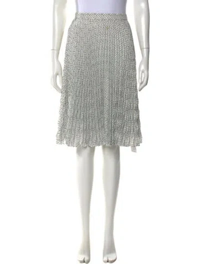 Pre-owned Burberry Graphic Print Midi Length Skirt In White
