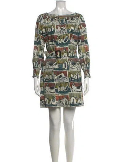 Pre-owned Burberry Graphic Print Mini Dress W/ Tags In Neutral
