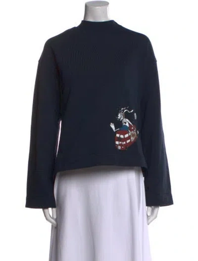 Pre-owned Burberry Graphic Print Mock Neck Sweatshirt In Blue