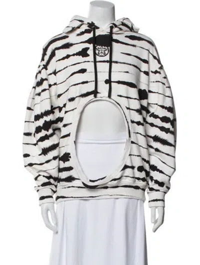 Pre-owned Burberry Graphic Print Mock Neck Sweatshirt In White