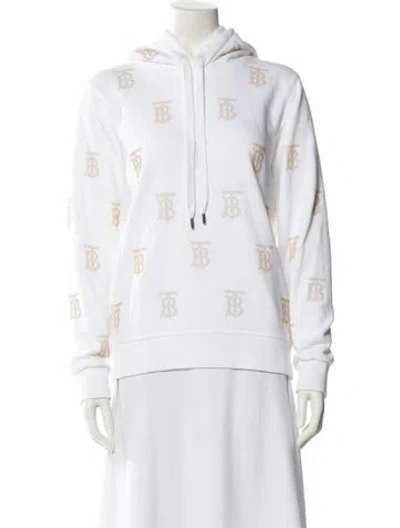 Pre-owned Burberry Graphic Print Mock Neck Sweatshirt In White