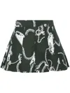 Burberry Graphic-print Pleated Mini Shorts In Green