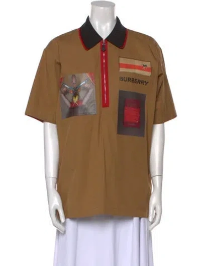 Pre-owned Burberry Graphic Print Short Sleeve Polo In Neutral