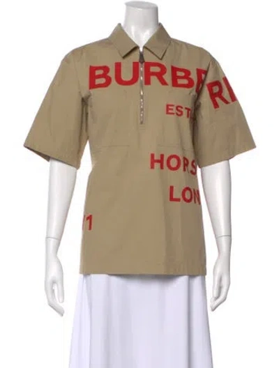 Pre-owned Burberry Graphic Print Short Sleeve Polo In Neutral