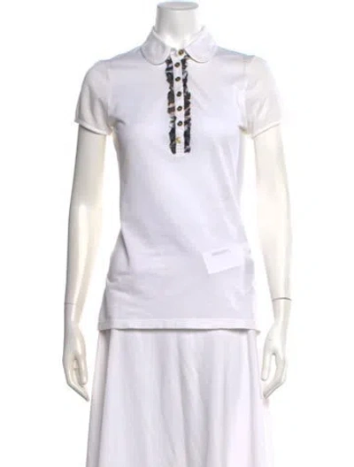 Pre-owned Burberry Graphic Print Short Sleeve Polo In White