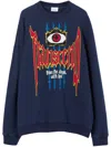 Burberry Slogan Print Cotton Oversized Sweatshirt In Blau
