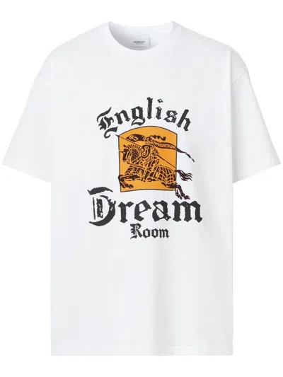 Burberry White Crew Neck T-shirt With Slogan