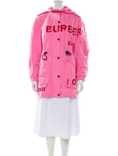 Pre-owned Burberry Graphic Print Trench Coat In Pink