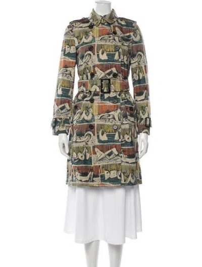 Pre-owned Burberry Graphic Print Trench Coat W/ Tags In Neutrals