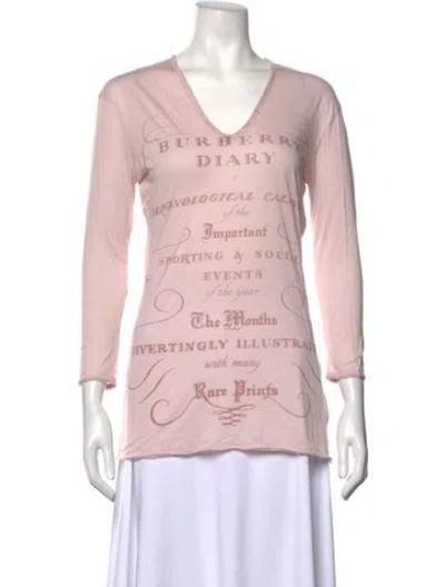 Pre-owned Burberry Graphic Print V-neck Top In Pink