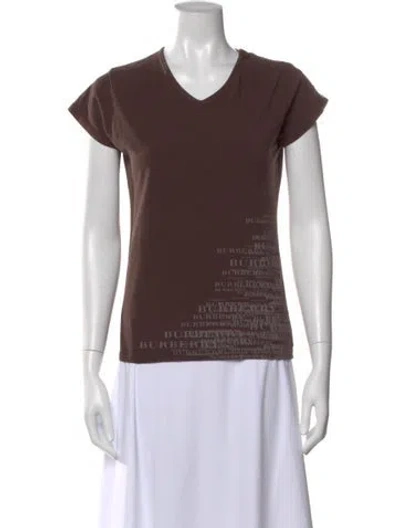 Pre-owned Burberry Graphic Print V-neck T-shirt In Brown