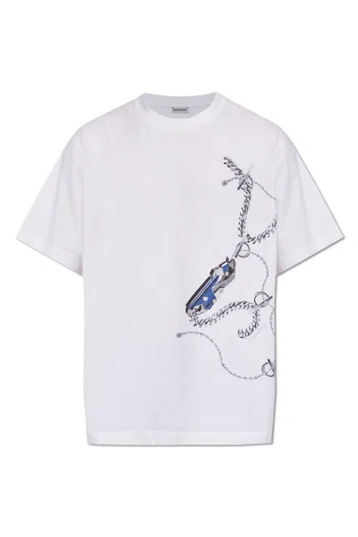 Burberry Graphic-printed Crewneck T-shirt In Bianco