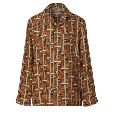 Burberry Bus Silk Pyjama Shirt In Multi