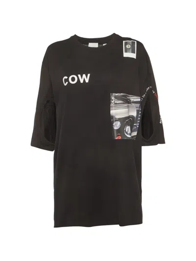 Pre-owned Burberry Graphic-print Sleeve-cutout T-shirt In Black