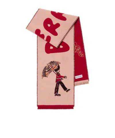 Burberry Kids' Graphic-print Wool Scarf In Pink