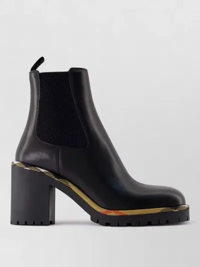 Burberry Gravel 70 Leather Ankle Boots Lug Sole In Black