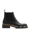 Burberry Smooth Leather Boots With Mesh Side Panels And Textured Detailing In Black