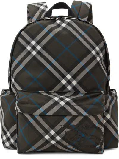 Burberry Gray Check Backpack In Snug