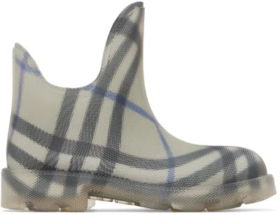 Burberry Gray Check Rubber Marsh Low Rain Boots In Multi