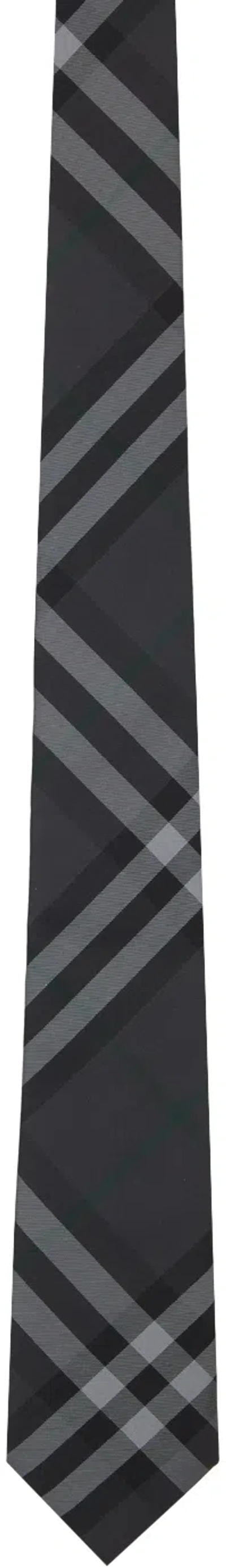 Burberry Gray Check Silk Tie In Charcoal Ip Chk