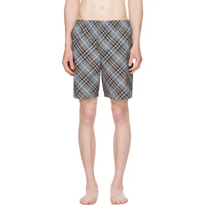 Burberry Gray Check Swim Shorts