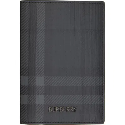 Burberry Gray City Check Passport Holder In C3331 Iron