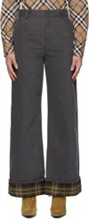 Burberry Women Check Cuffs Pants In Gray